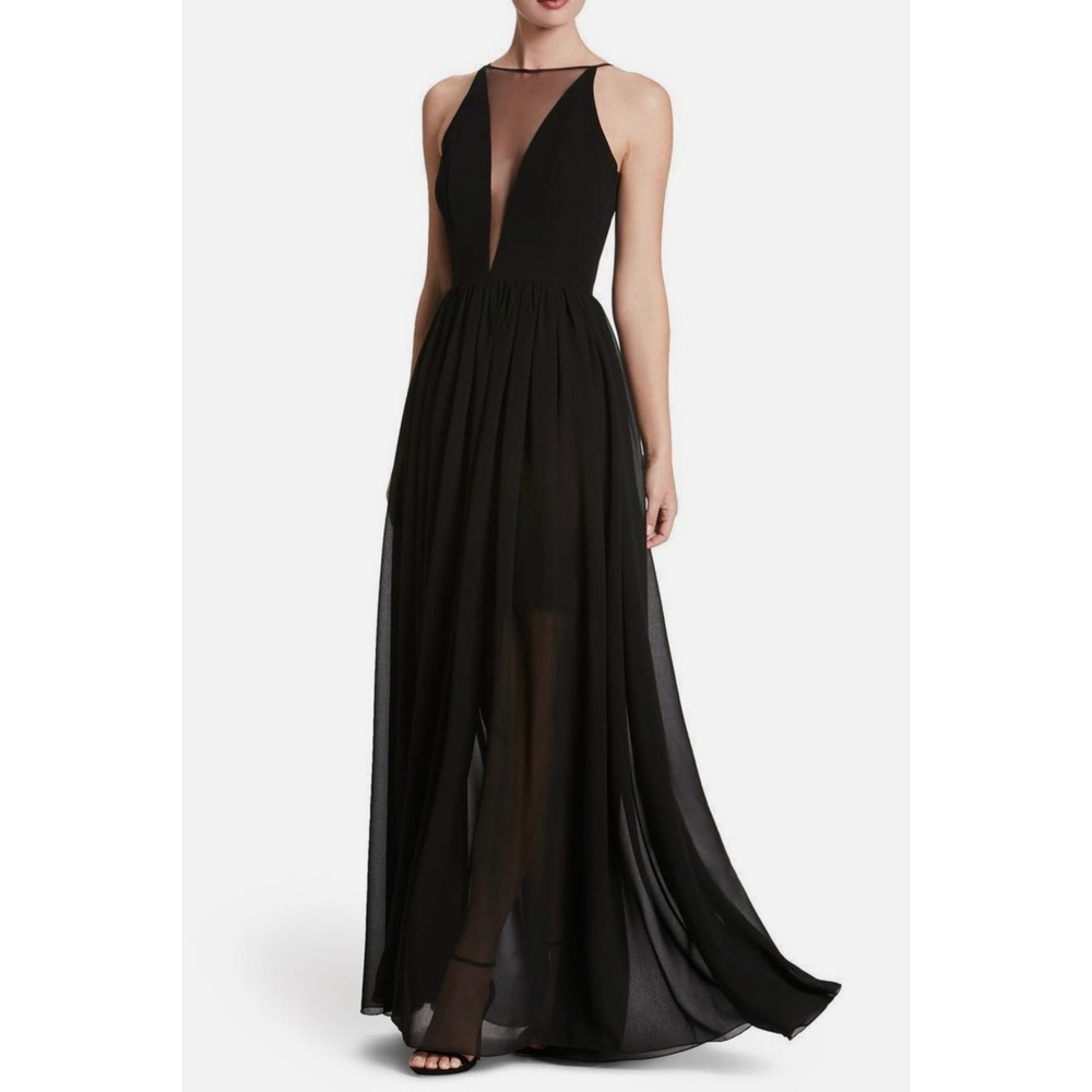 Dress the Population Black Plunging Maxi Dress